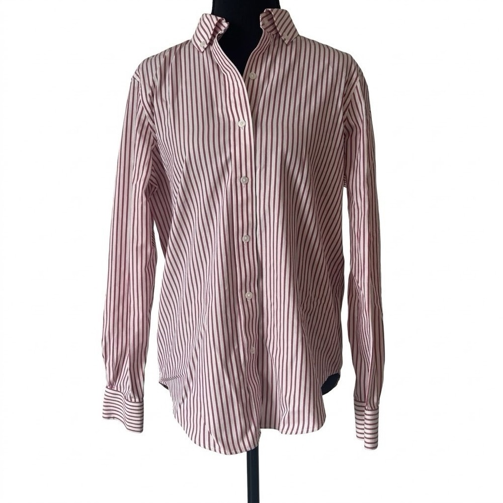 Brooks Brothers Women's Size 4 Shirt Supima Cotton Red Striped Non Iron Work